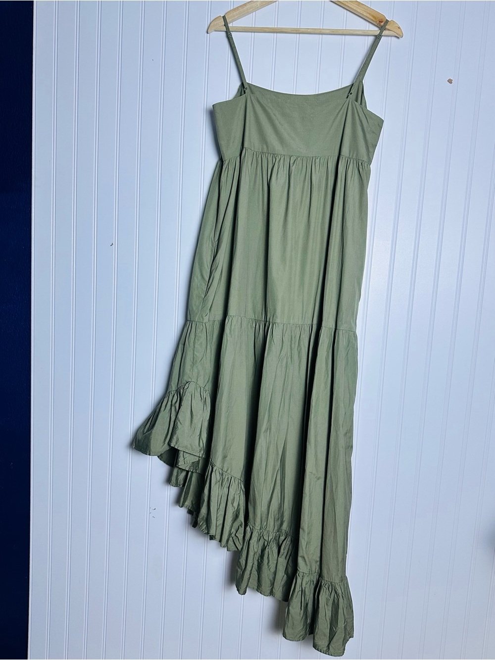 FRAME Gemma Maxi Dress in Military M 100% Cotton Asymmetrical Casual Relax Fit - Picture 11 of 14